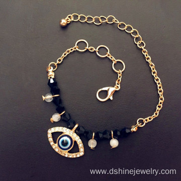 Chain Evil Eye Gold Bracelet Crystal Beads Pendant Bracelet